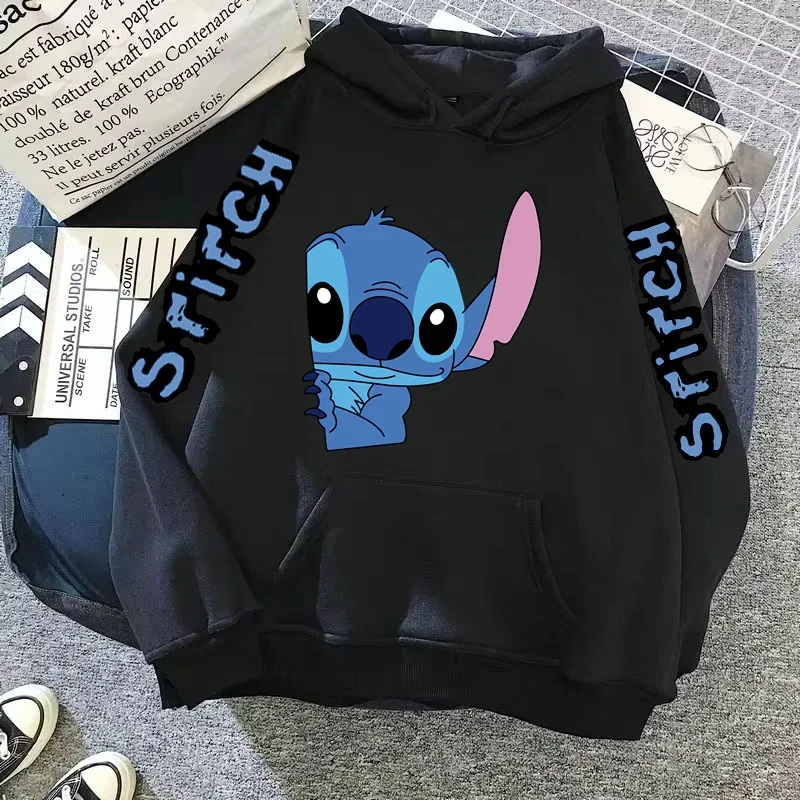 Disney Lilo Stitchผู้หญิงสบายๆพิมพ์Hoodiesฤดูใบไม้ผลิแขนยาวHooded Y2kผู้หญิงเสื้อHarajuku Hoodies Y2kเสื้อผ้า