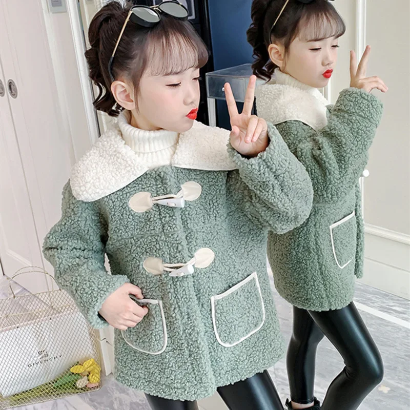 

Girls Kids Coat Jacket Overcoat Cotton 2022 Vintage Warm Thicken Velvet Winter Teenager Plus Size Children's Clothing