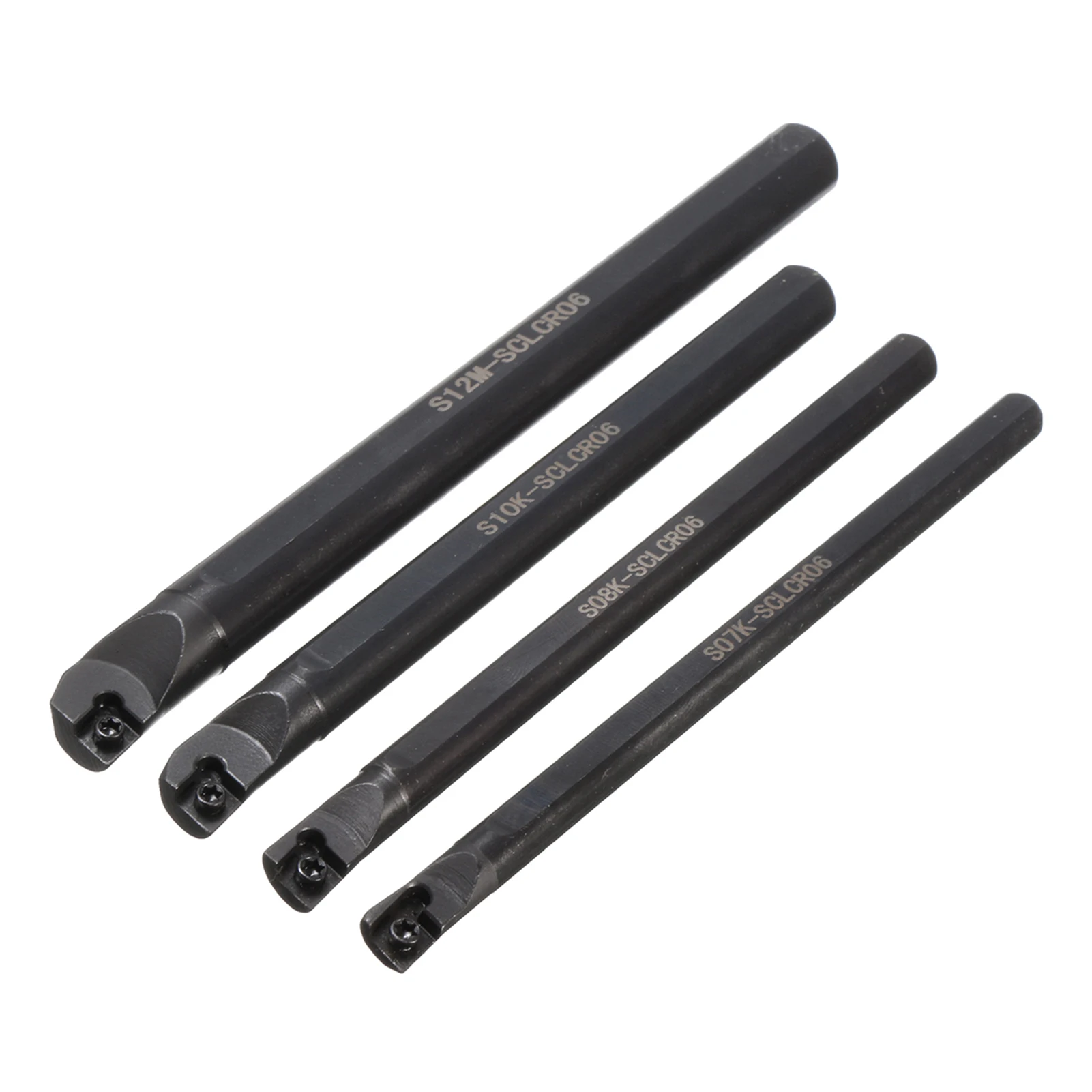 Metal Lathe Turning Tool Kit 4 PCS S07K/ S08K/ S10K/ S12M-SCLCR06 Boring Bars 10 PCS CCMT060204 Carbide Inserts 4 Plum Wrenches