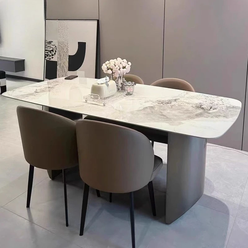 

Обеденный стол из шифера. Бытовой высококачественный итальянский минималистичный обеденный стол и прямоугольный стул.