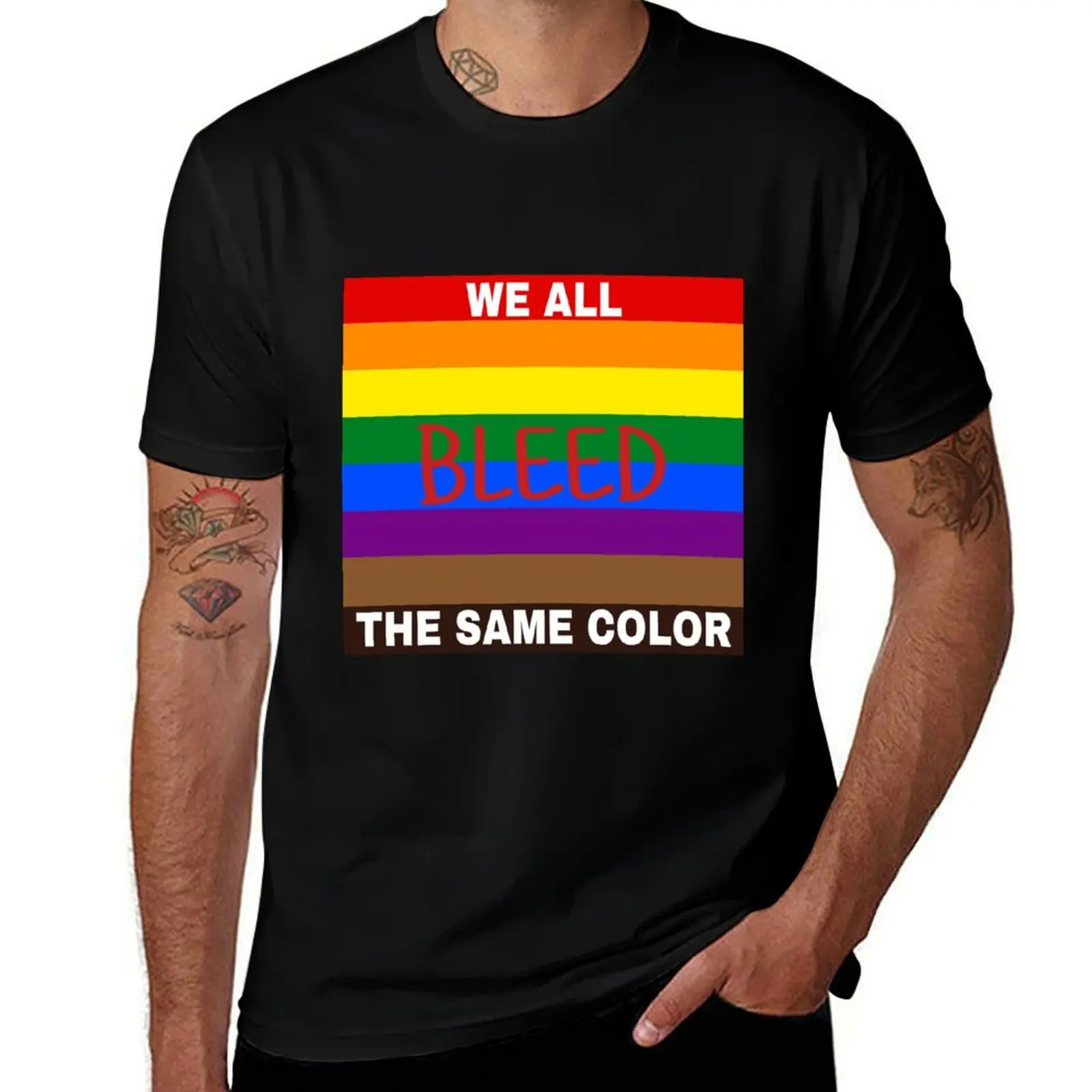 we all bleed the same color T-Shirt Christmas Casual Short Sleeve Top T-Shirt