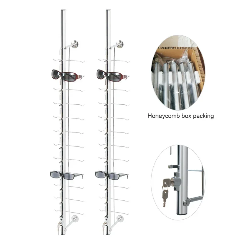 

zz Custom Retail Store Wall Mounted Locking Optical Shop Display Rods For Sunglasses