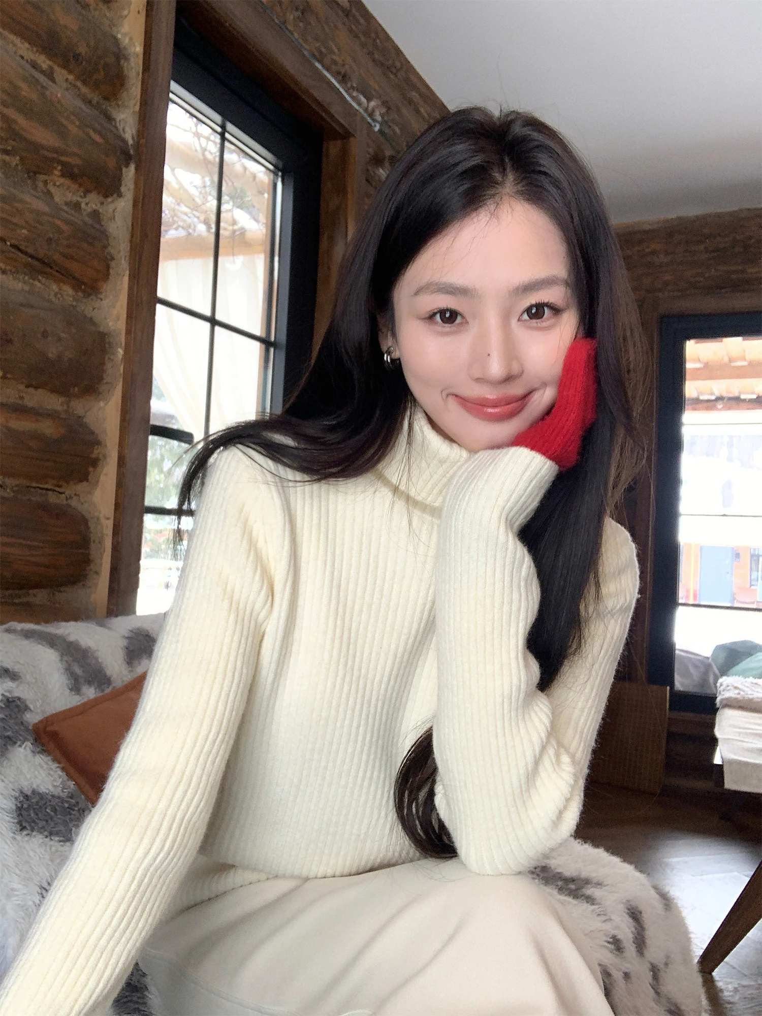 

Трикотажная кофта Pusumede с высоким воротом для женщин: теплая, приятная к телу, с длинным рукавом, повседневная, для зимнего сезона