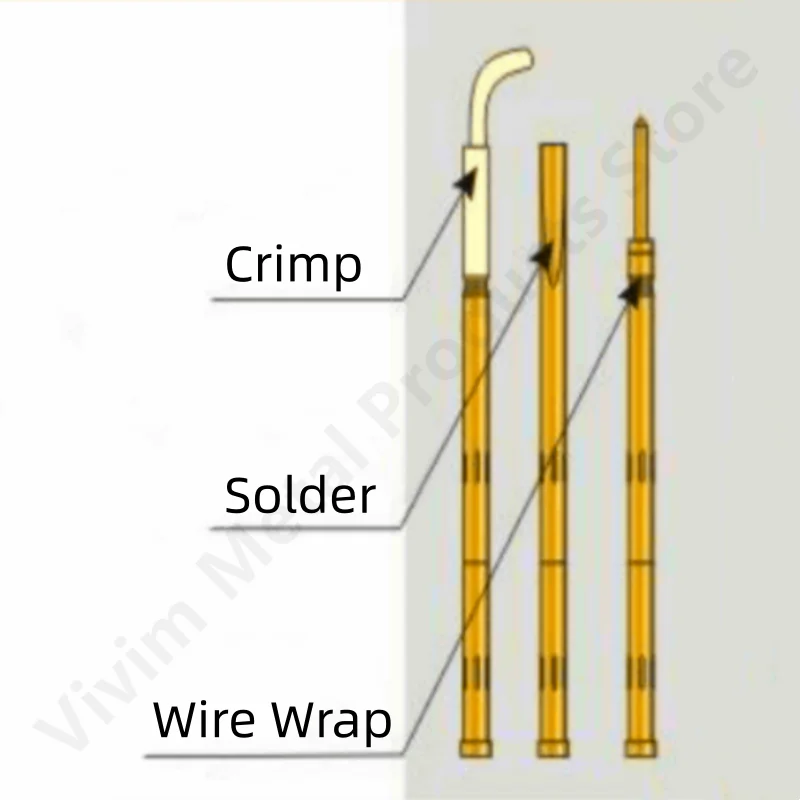 20/100PCS R100-4W Test Pin P100-B1 Receptacle Brass Tube Needle Sleeve Seat Wire-wrap Probe Sleeve 38.3mm Outer Dia 1.67mm