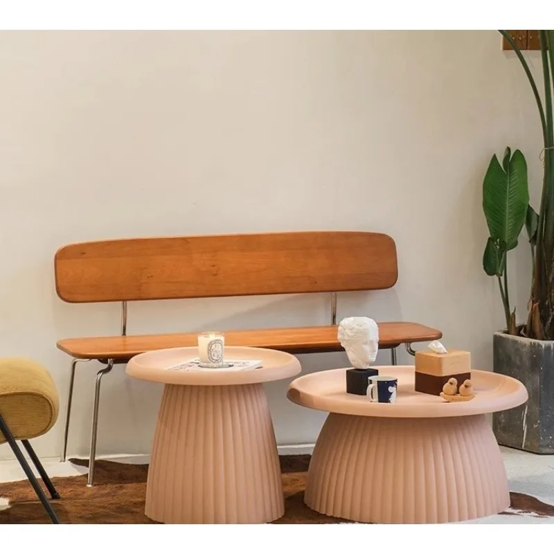 Nordic creative ins coffee table, small apartment modern simple round sofa side table, plastic low table bedside small round