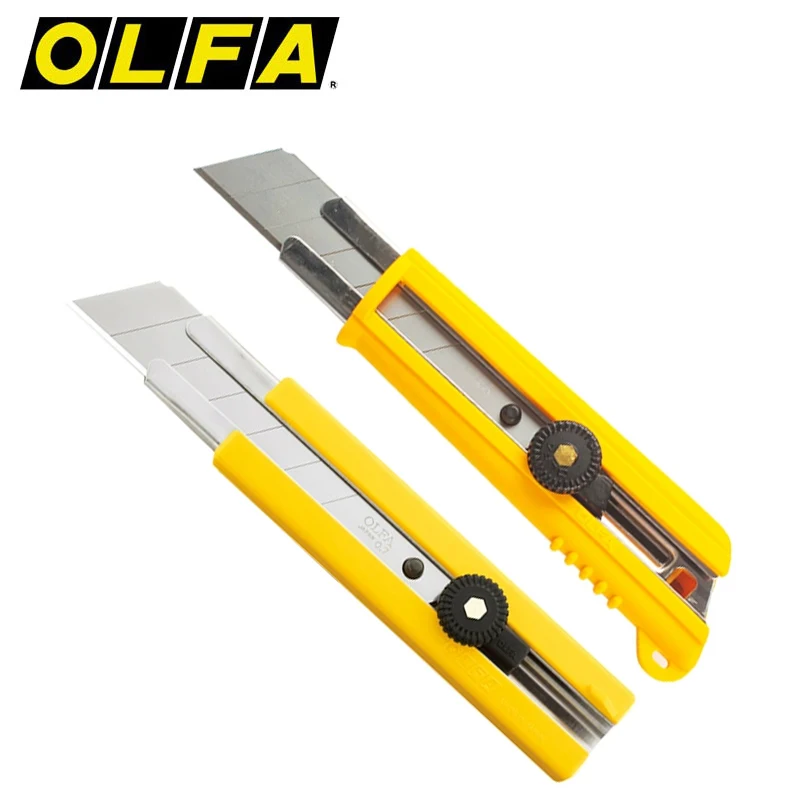 OLFA H-1/NH-1 Extra Heavy Duty Cutter with Anti-Slip Rubber Grip Wheel-Lock 25mm Utility Knife Industrial Grade Cutting Tools