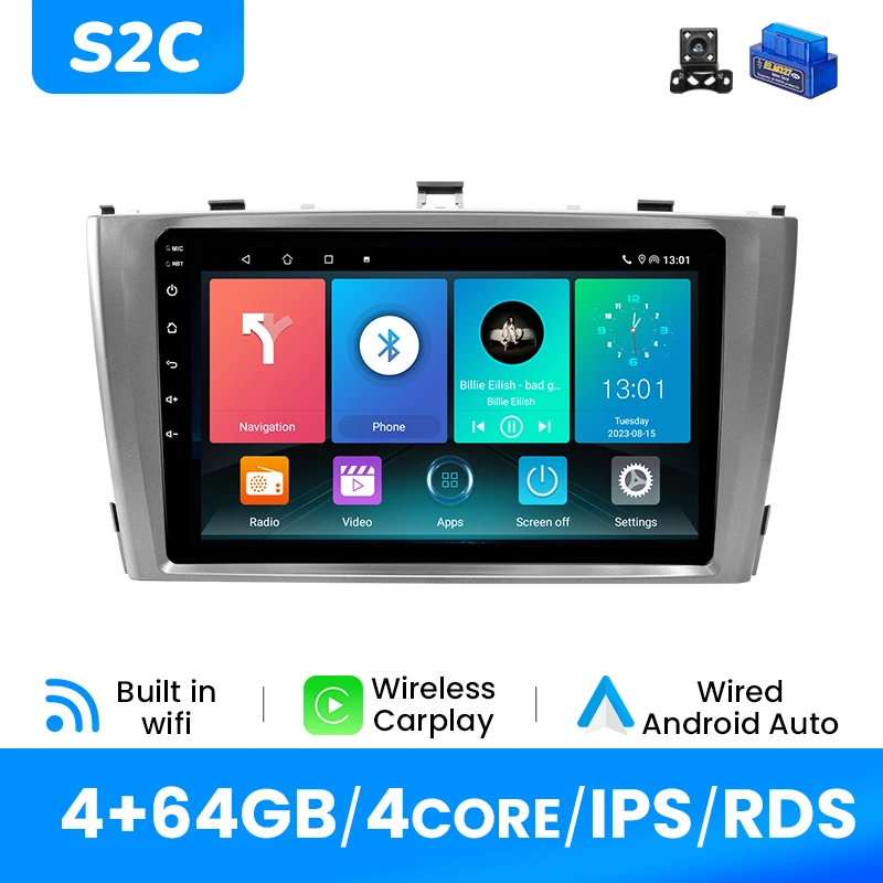 Android 14 Autoradio Speler Voor Toyota Avensis 2009-2015 GPS Draadloze Carplay Android Auto IPS Scherm Multimedia DSP 4G Wifi
