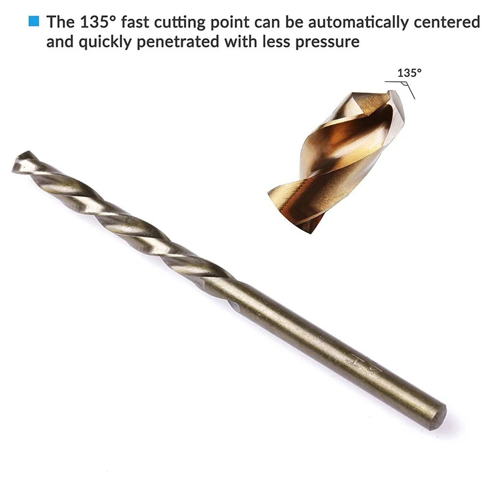 10pcs HSS M35 Cobalt Drill Bit 1/1.5/2/2.5/3/3.5/4/4.5/5/6mm Round Shank Drill Bit For Metal Stainless Steel Drilling Hole Tools