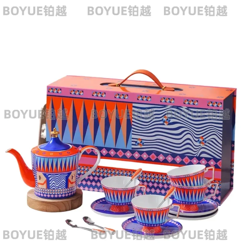 Bone China Coffee Cup Set with Saucer and Spoon Elegant Ceramic Afternoon Tea Service Camellia Pattern Gift Box for Home