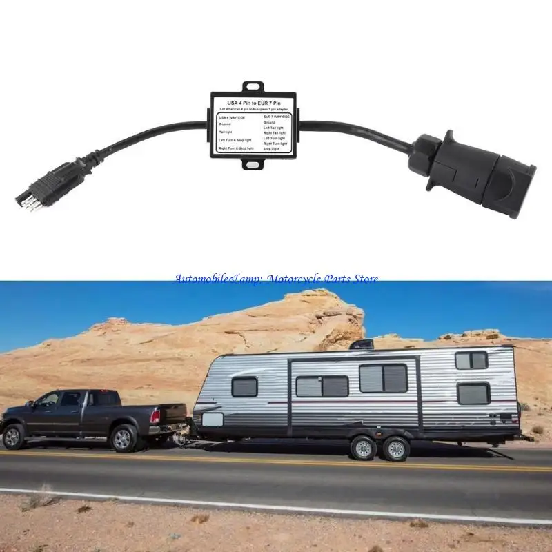 

H7BD Portable 4 Pin to 7 Pin Trailer Connector for Secure Brake Light Separation Outdoor Adventures Convenient Travel Storage