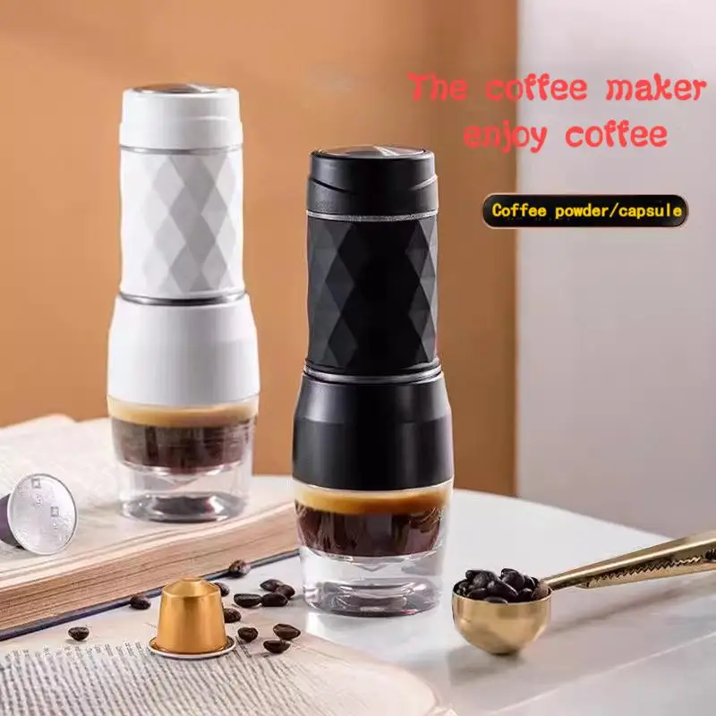 

Coffee Maker , Portable Coffee Machine for Car & Home , Hot/Cold Water Manual Espresso Maker, Capsule Hand Press coffee Brewer