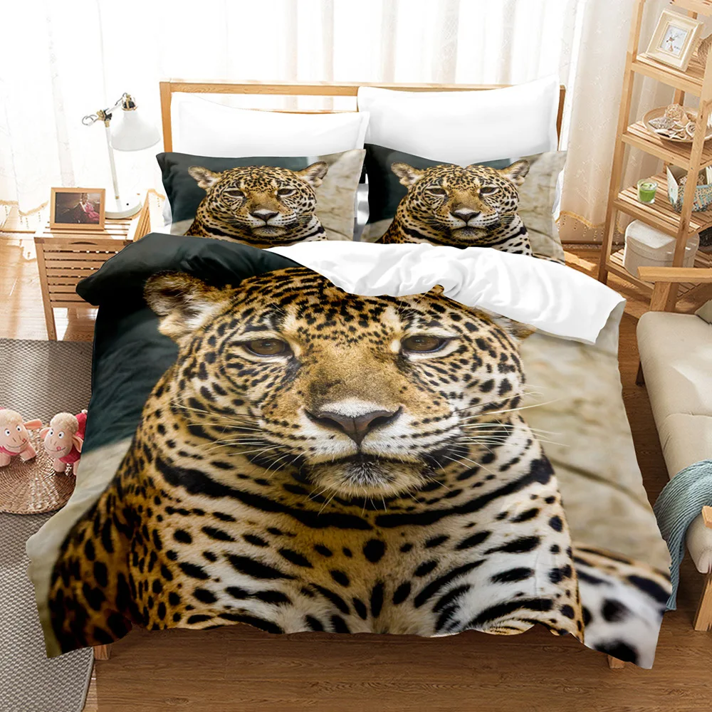 

Leopard Duvet Cover Set Queen King Full Twin Size 3D Animal Print Bedding Set Wildlife Comforter Cover Quilt Cover