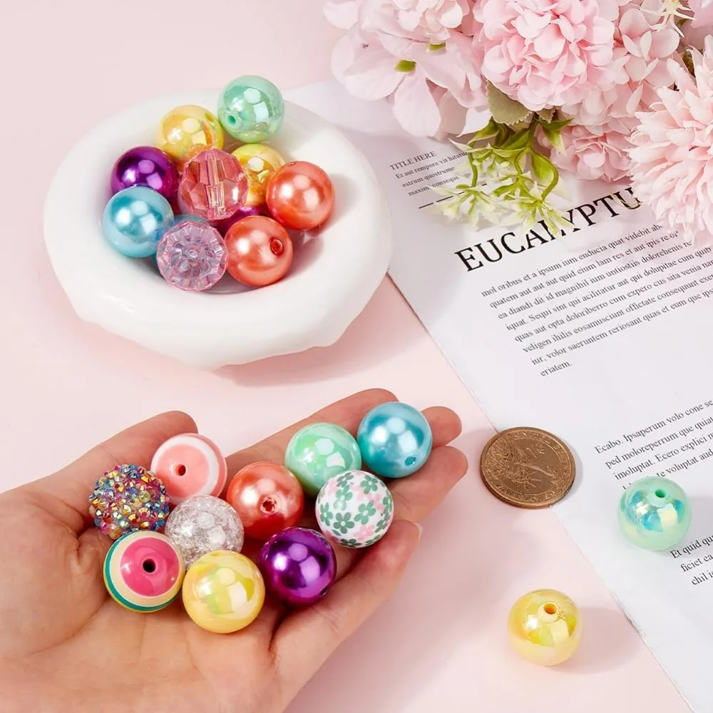52 قطعة 11 أنماط 20 مللي متر الاكريليك الخرز السائبة اللثة حبة عدة مبهمة ملونة كبيرة كرة مستديرة حجر الراين فاصل #3