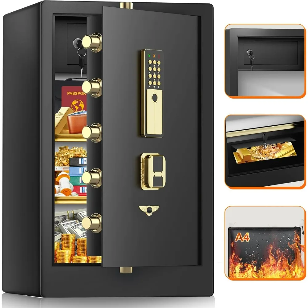 8.5 Cuft Extra Large Home Safe Fireproof Waterproof, Heavy Duty Fire Proof Safes with Fireproof Bag, Electronic Keypad, Keys and