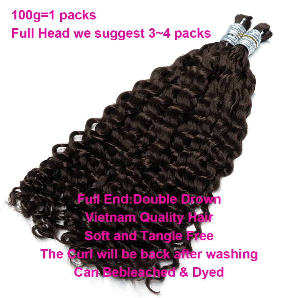 Wholesale Curly Wave Hair Bulk for Boho Braids Raw Virgin 100% Water Wave Human Hair Vietnamese Hair 30 inch