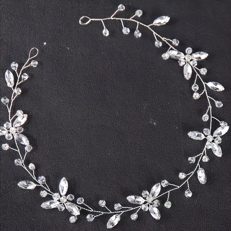 كريستال زهرة ليف هيرباند حجر الراين عقال للنساء حفلة موسيقية الزفاف الزفاف إكسسوارات الشعر مجوهرات الفرقة عقال هدية