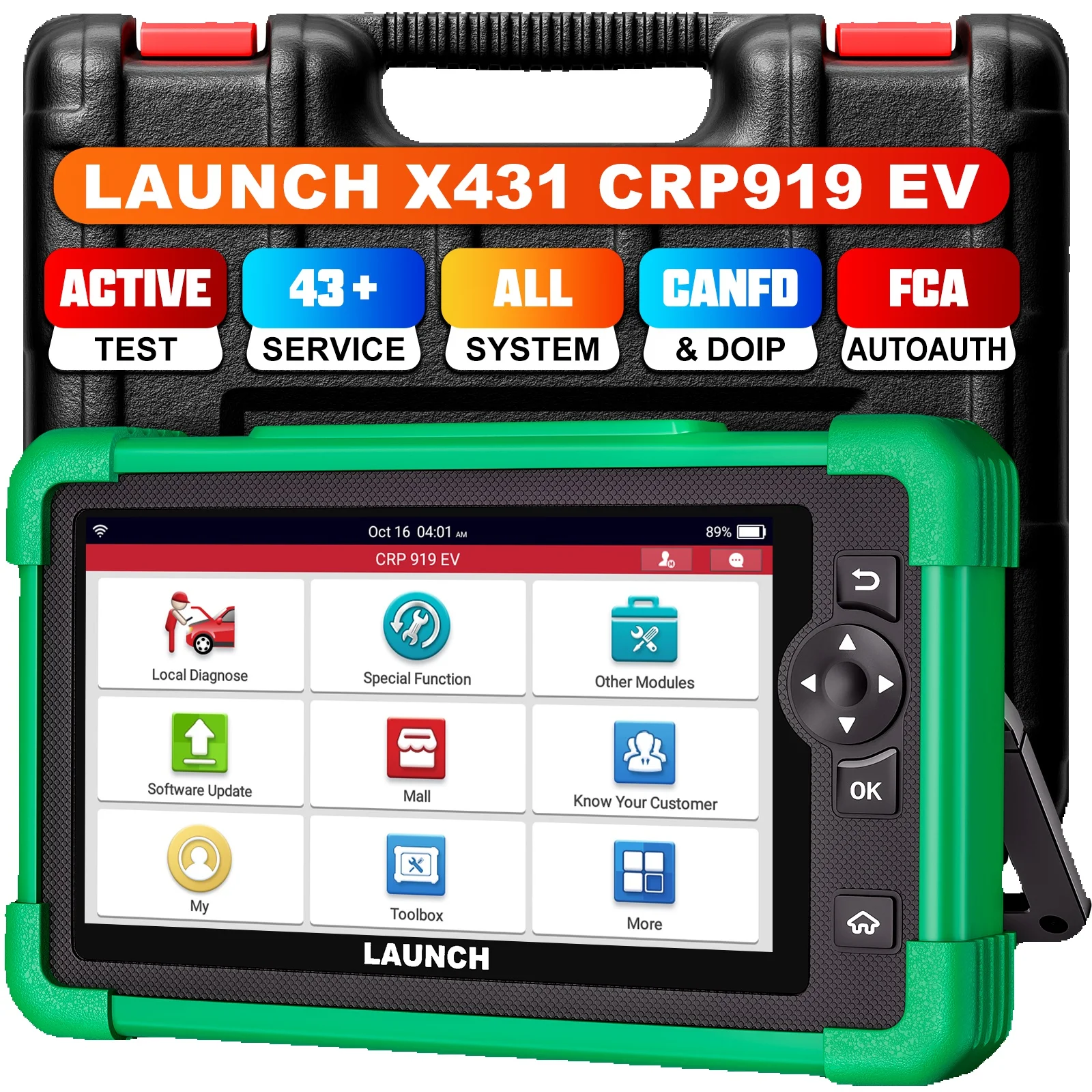 LAUNCH X431 CRP919 Diagnosegerät für Elektrofahrzeuge, EV-Scan-Tool mit bidirektionaler Steuerung für alle Systeme, 43 Servicefunktionen, Scanner