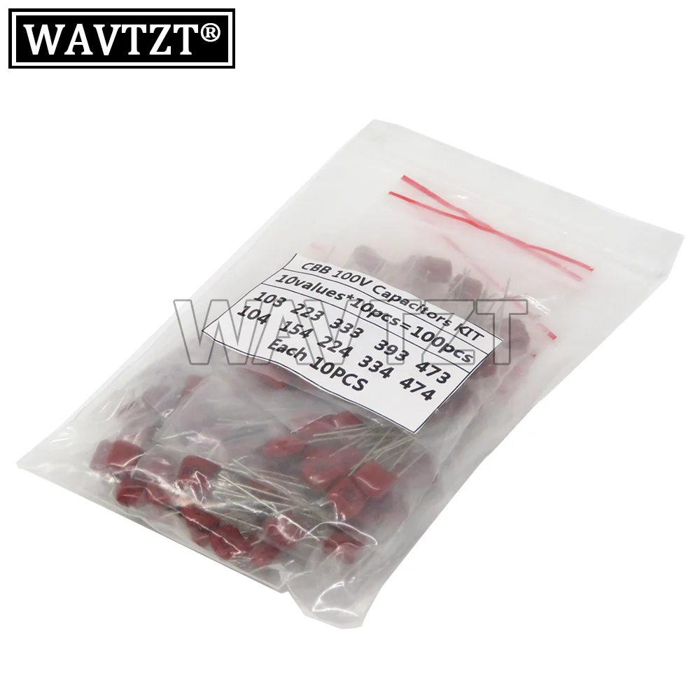 KIT 100 pz = 10 valore * 10 pz condensatori a Film di poliestere metallizzato Kit assortimento CBB hjxrhgal 100V 10nF ~ 470nF