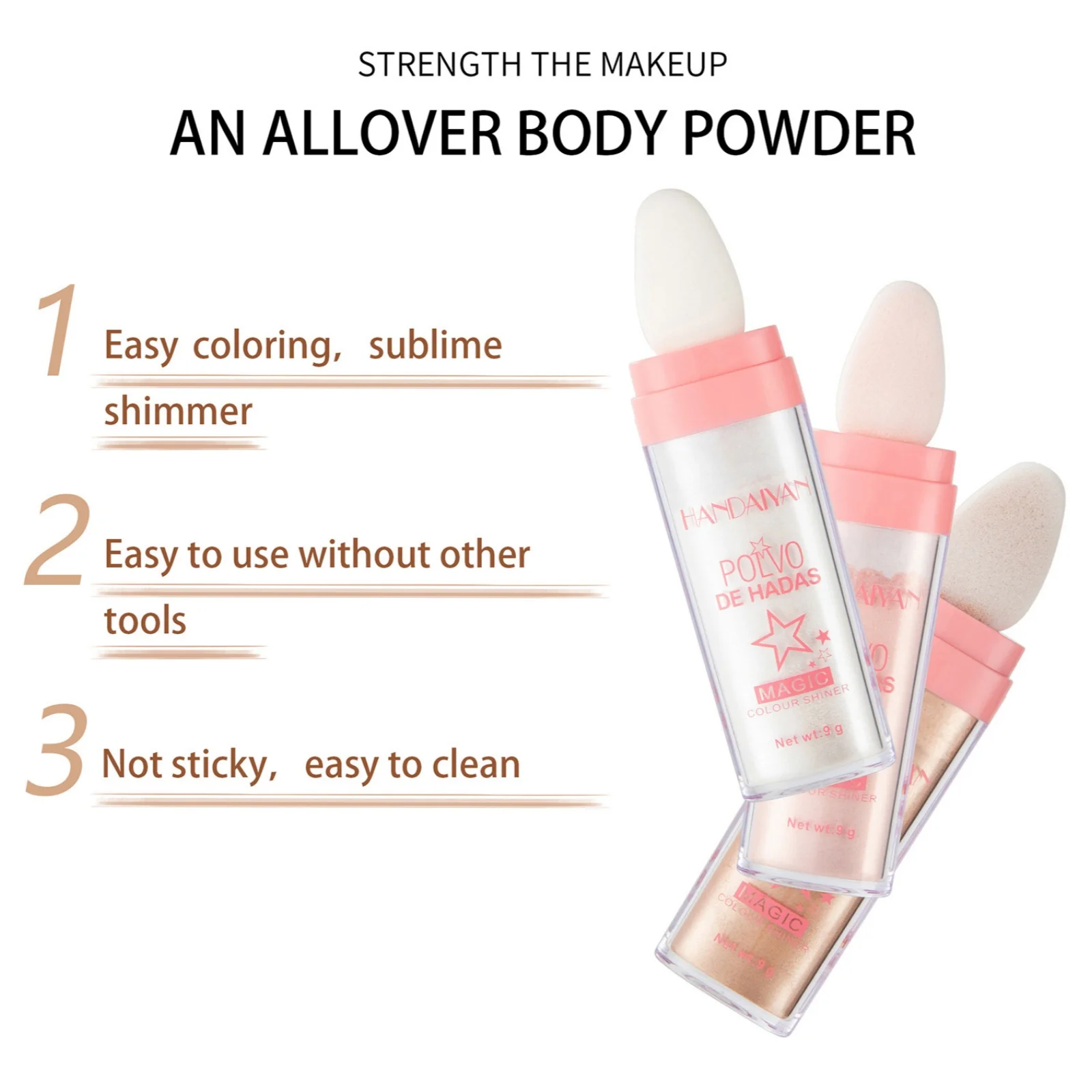 3 Colors Fairy Powder Stick Highlighter Contour Sticks Brightening Shimmering Contour Makeup Illuminator Glitter Patting Powder