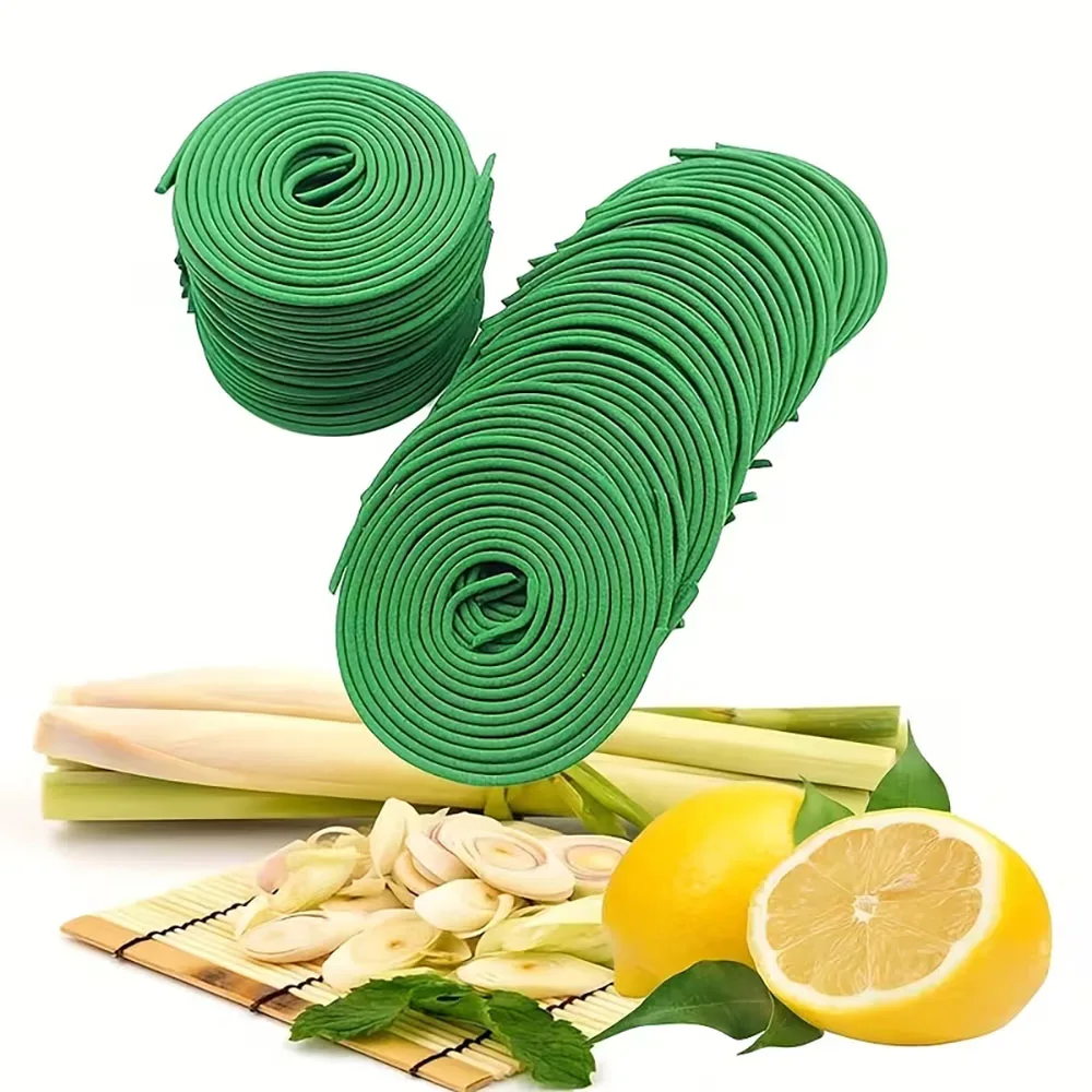 1 Box of 50 Lemon Grass Scented Coils, Each Coil Burns for about 60 Minutes, Lemon Grass Scent, Suitable for Outdoor Use, Backyard, Travel, Camping, and Fishing