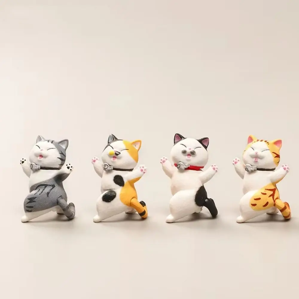 PVC Statue Simulated Cat Model Doll Mini Turn Around Cheer Cat Figure Toy Cartoon Creative Mini Cat Ornament Room Decoration