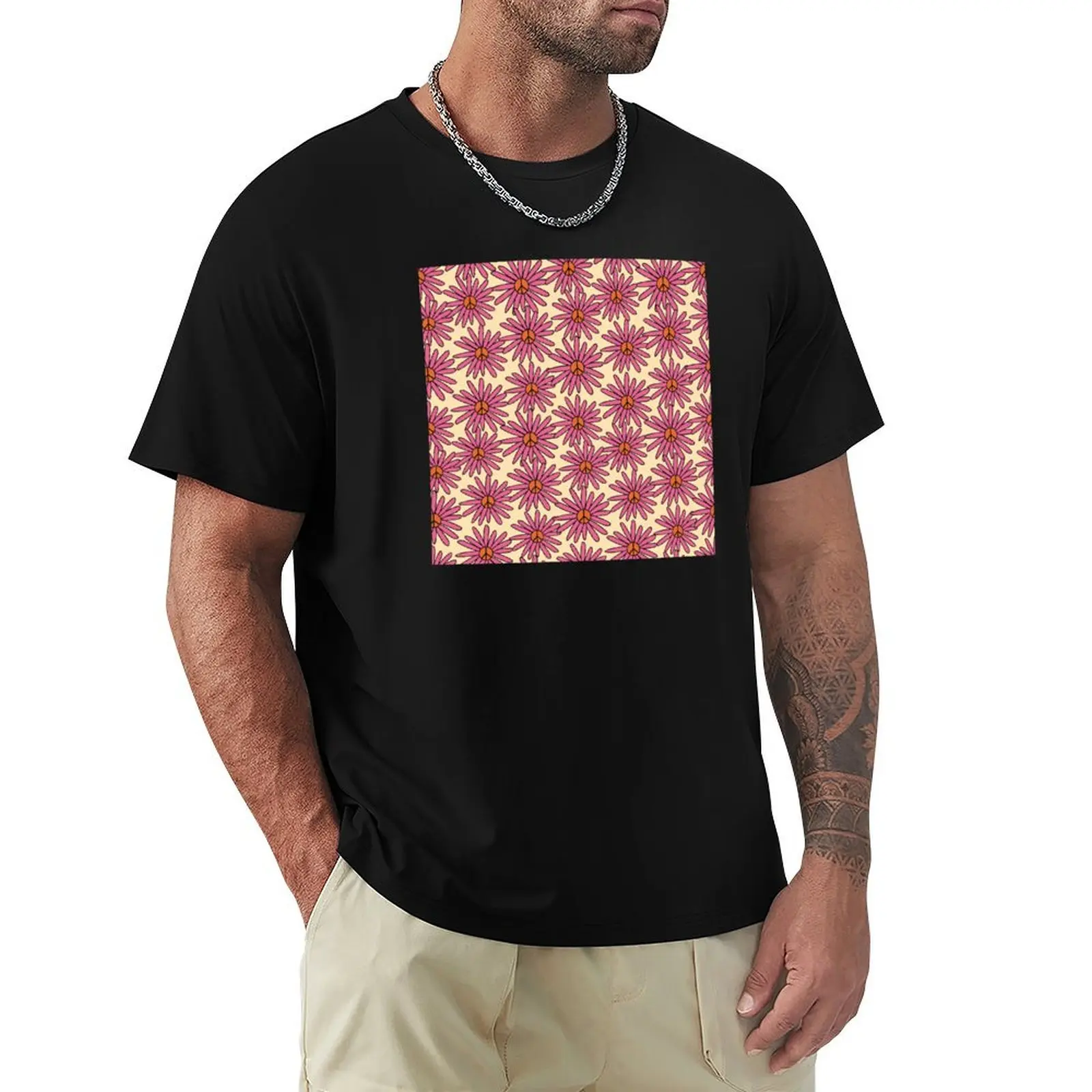 

retro peace flowers T-Shirt Anti-Wrinkle Short Sleeve T-Shirt