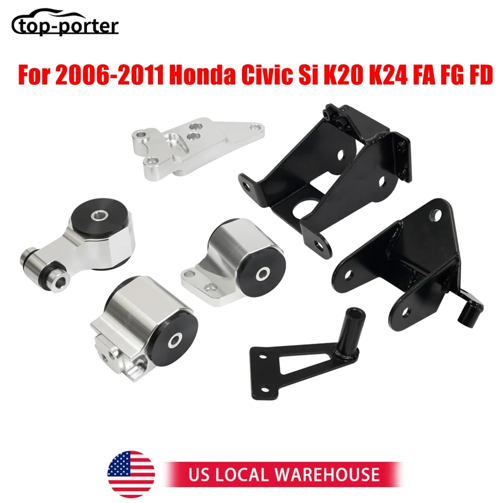 

Engine Mounting Bracket Engine Swap Mount Kit Set For 2006-2011 Honda Civic Si K20 K24 FA FG FD