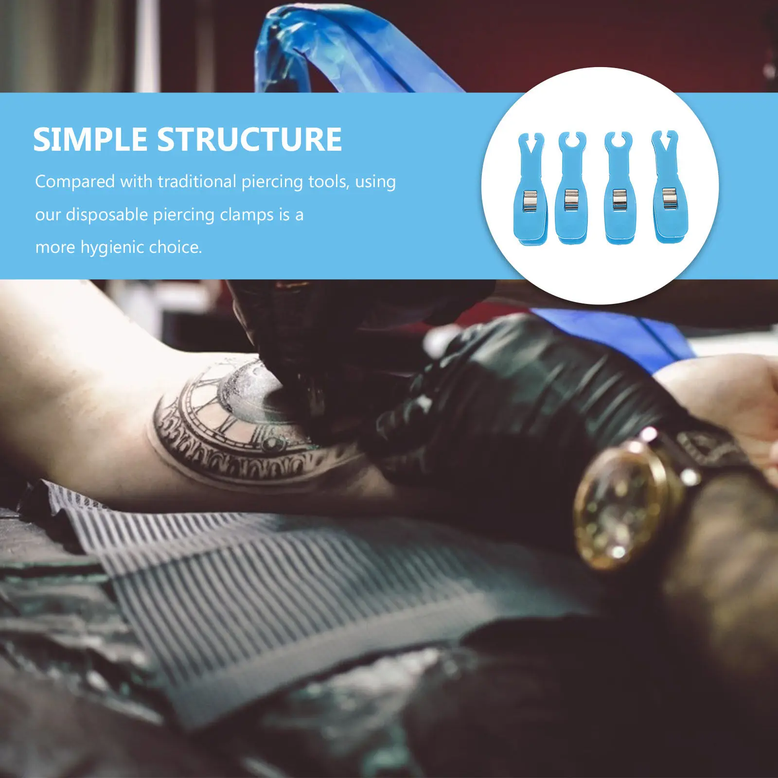 

4Pcs Disposable Piercing Tools Kit Safe Sterile Individually Packaged Body Piercing Clamps for Ear Nose Lip Eyebrow Use