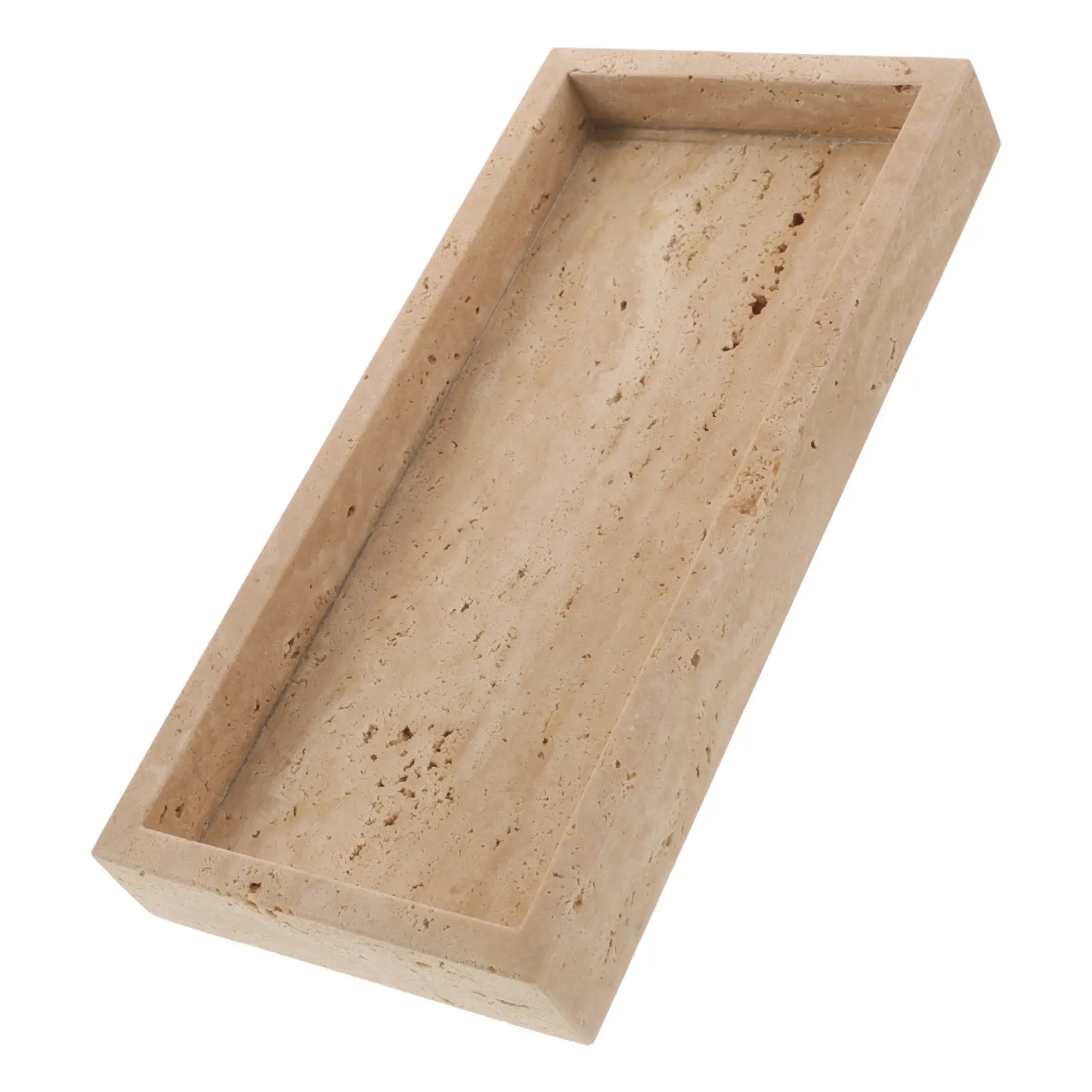 Rectangular Marble Vanity Tray Bathroom Countertop Organizer 25x12 Cm Polished Storage Tray for Skincare Toiletries Display