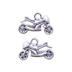 10pcs Charms motor motorcycle 13x20mm Antique Silver Color Pendants Making DIY Handmade Tibetan Finding Jewelry