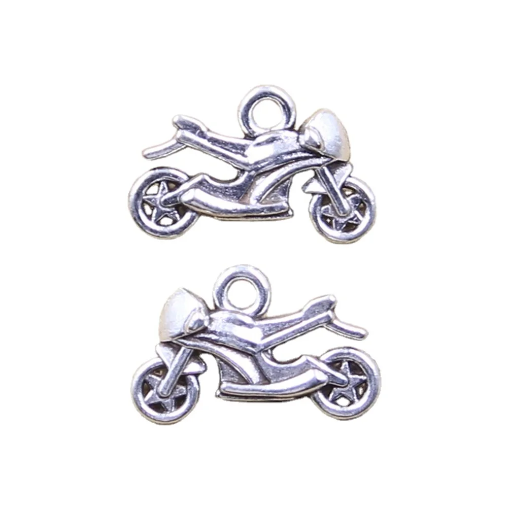 10 sztuk Charms silnik motocykl 13x20mm antyczne srebro kolorowe wisiorki dokonywanie DIY Handmade tybetański znalezienie biżuterii
