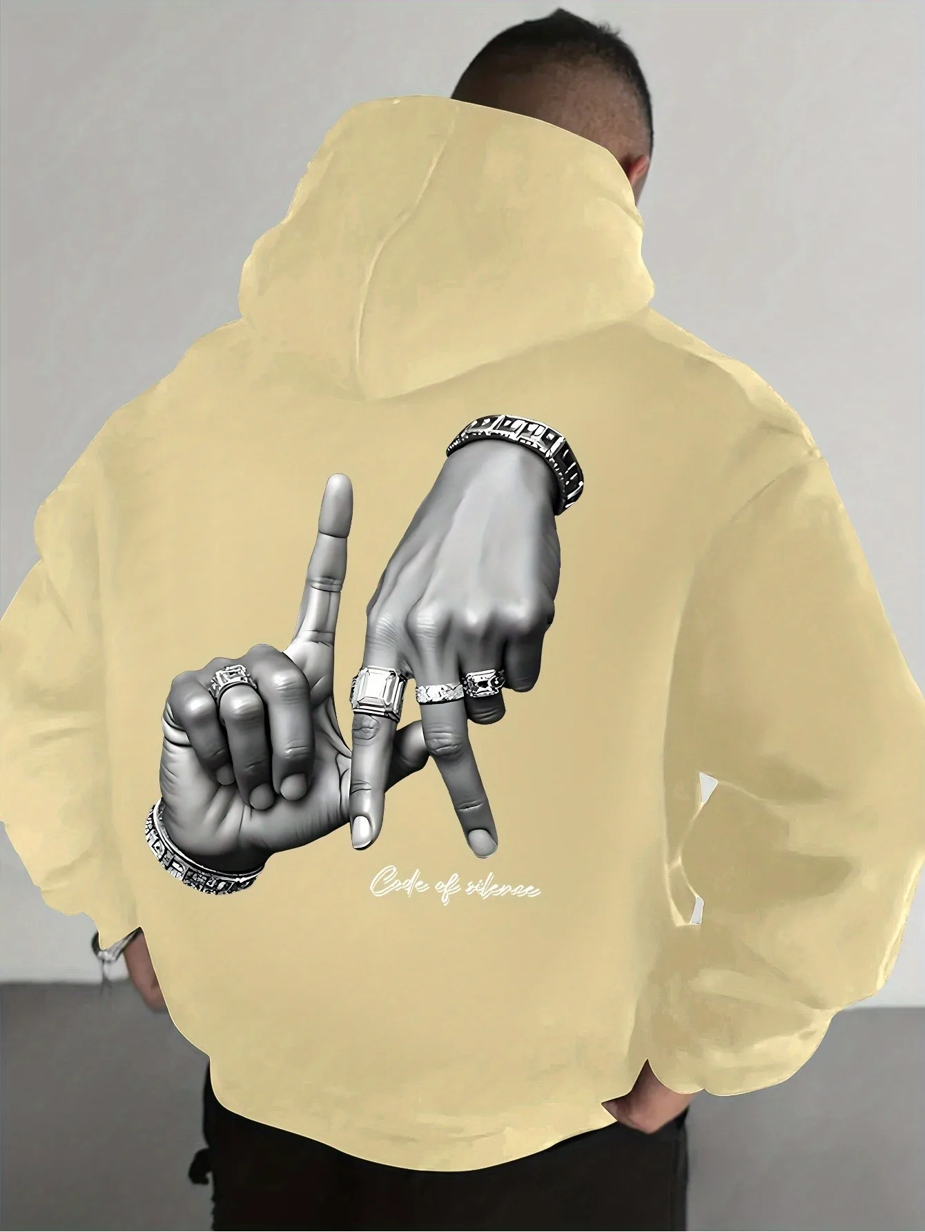 2026 Spring/Summer Best-selling Simple Casual Fashion-Style Comfortable Soft 3D Gesture Pattern Printed Men's Hooded Sweatshirt
