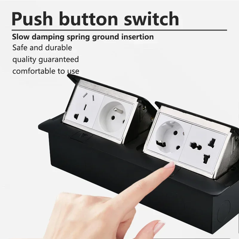 Countertop Pop-UP Socket Universal Socket Embedded Table Socket Outlet Built-in Desktop  with USB Outlet 146x220mm
