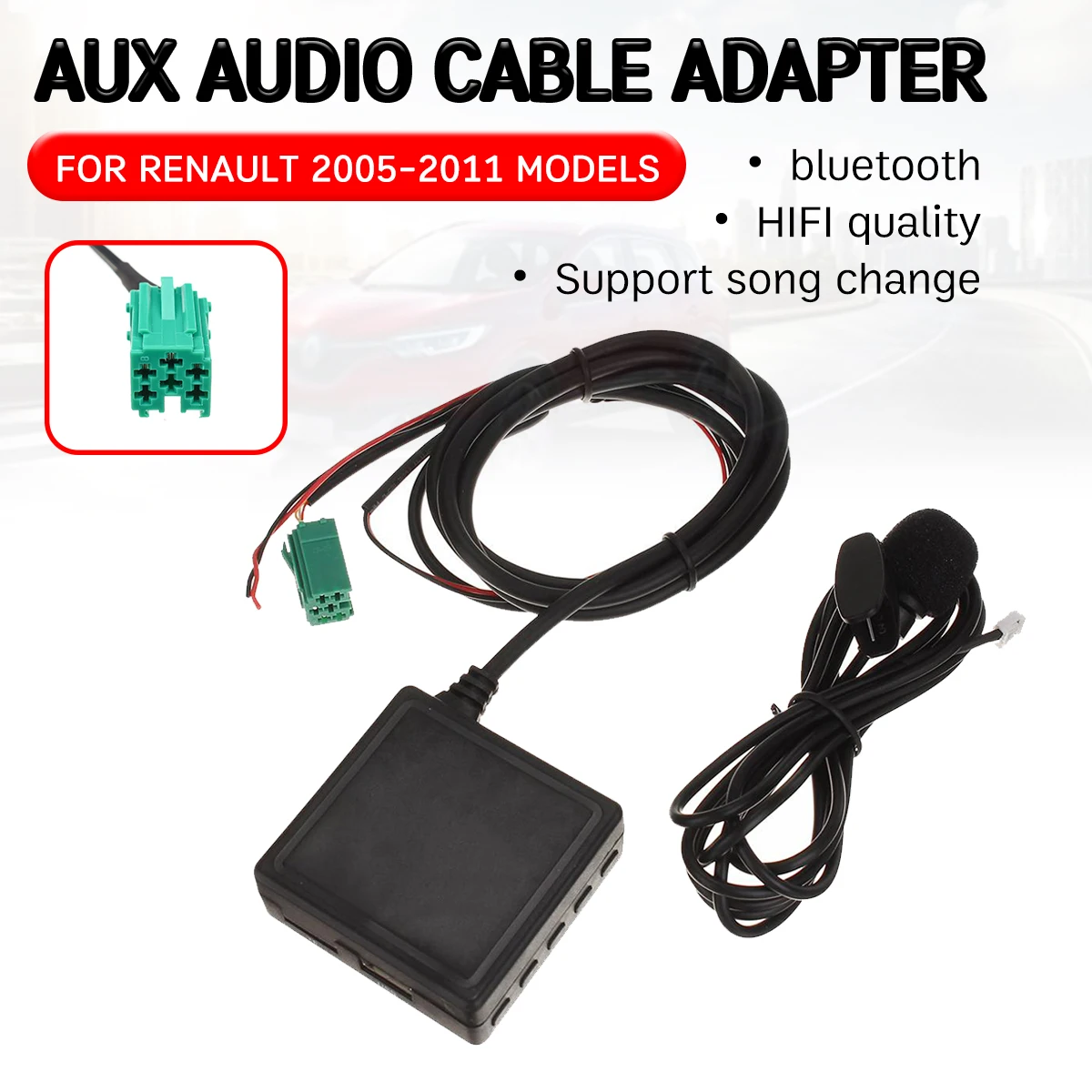 bluetooth Aux Receiver for Renault Clio,Kangoo,Megane 2005-2011 Cable with USB,microphone Hands-free Aux Adapter