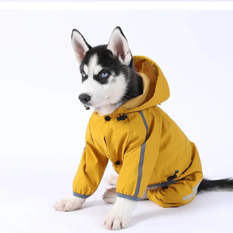 

New Traction Pet Raincoat Fashion Four-legged Dog Raincoat Waterproof Small and Medium-sized Dog Pet Rainy Day Outing Clothes