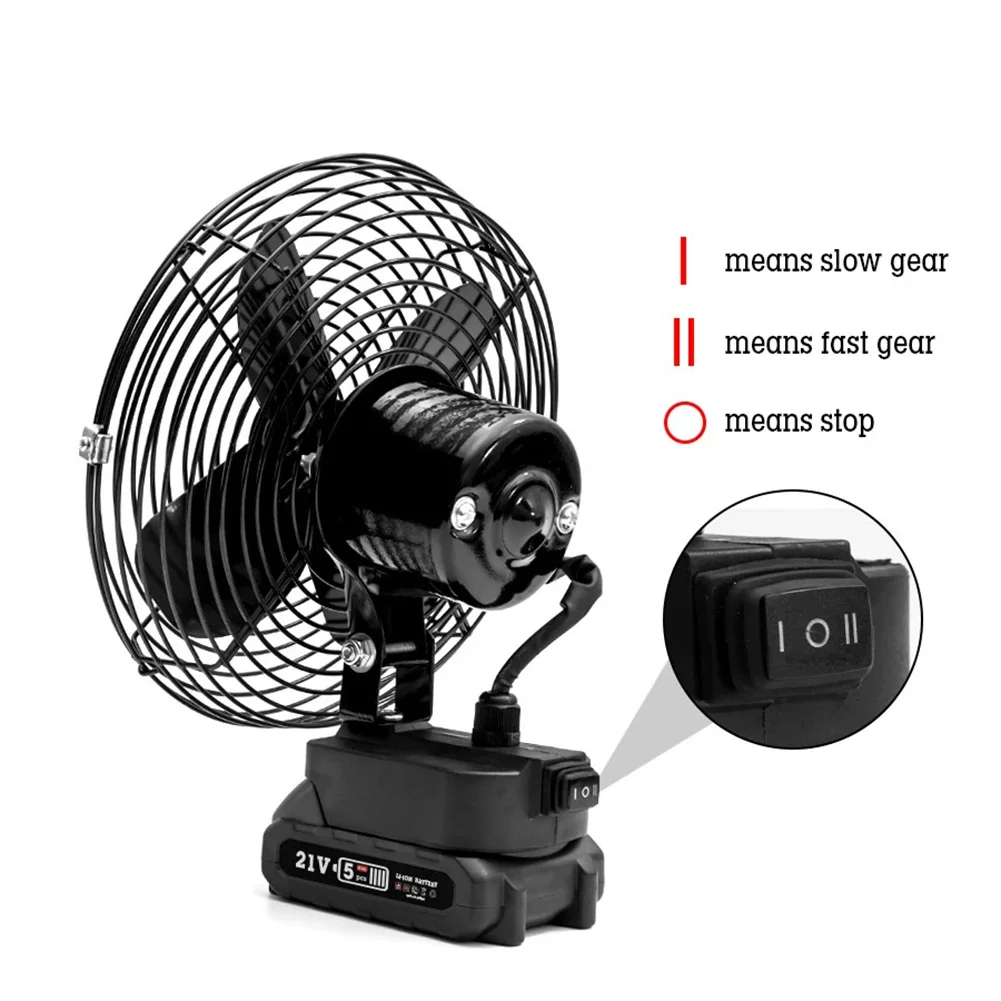 2-Speed High Power Handheld Fan 6/8in Portable Rechargeable Electric Fan For 18/20V Li-Ion Battery Outdoor Camping Working Fan