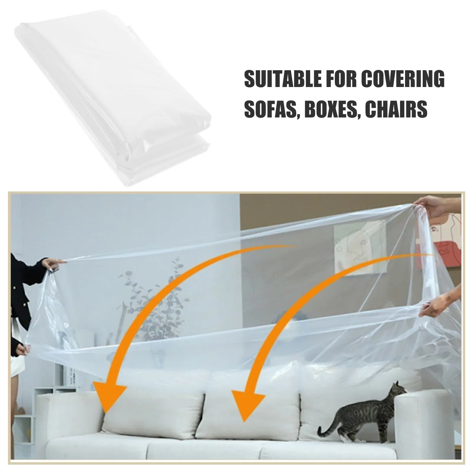 Transparent Plastic Sofa Protector Cover Large Waterproof Furniture Protective Moving Storage Dustproof Couch Cover