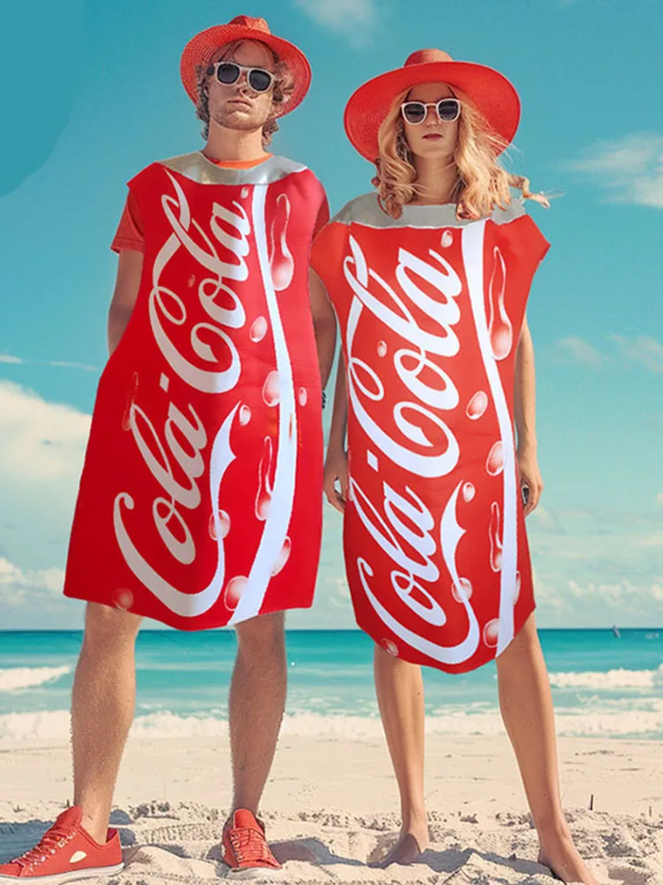 Disfraz Divertido de Lata de Coca-Cola de Dibujos Animados para loween, Accesorios de Actuación, Ropa de Muñeca de Dibujos...