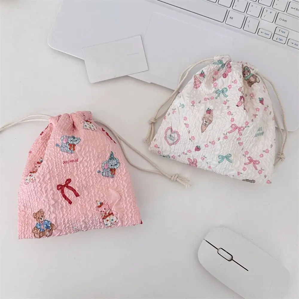 

3Pcs/set Kawaii Drawstring Storage Bag Large Capacity Printing Portable Toiletry Bags Make Up Pouch Bag Coin Purse