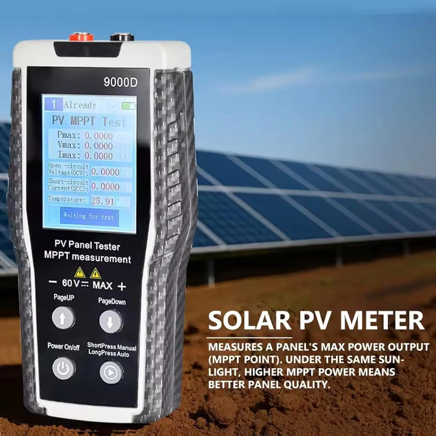 Probador de panel solar de 800 W, medidor de corriente de voltaje de energía MPPT, analizador fotovoltaico de 0-60 V 0-35 A con almacenamiento de datos