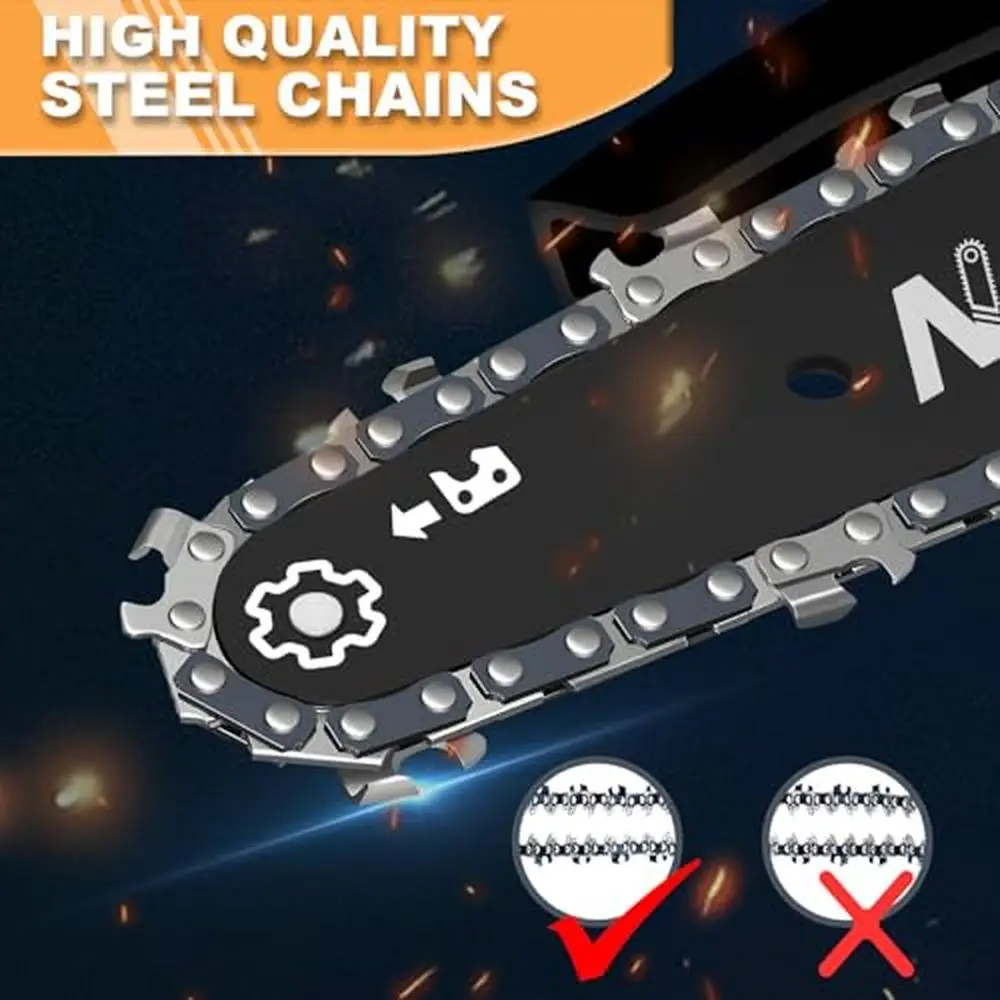 6-Inch Cordless Handheld Electric Chain Saw Kit with Auto-Oiler Portable Battery Powered Wood Cutting Lightweight and Compact 2