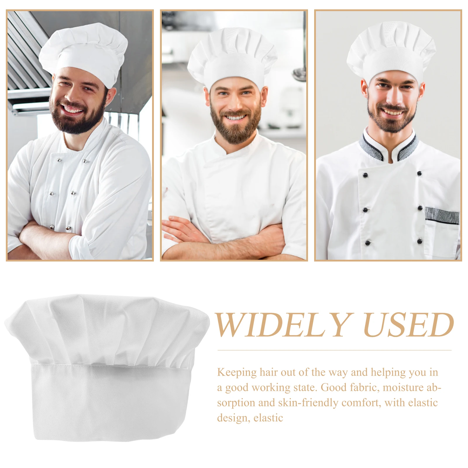 

Unisex Chef Hat Cotton Cloth Wear-Resistant Durable Comfortable Elastic Adjustable Kitchen Cooking Restaurant Uniform Cap Baker