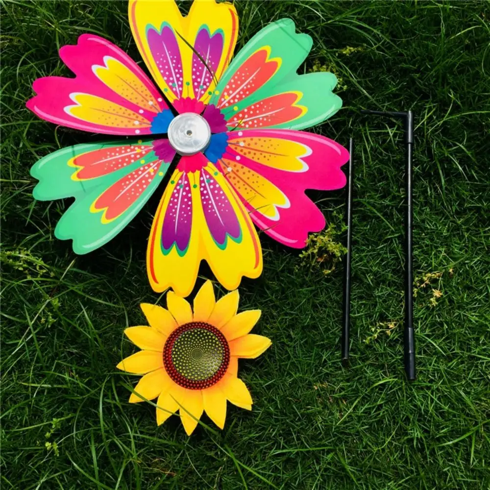 Wielostylowy Wiatraczek Słonecznikowy PVC Średnica 36cm na Szpilce Stojący na Trawniku Kwiatowy Wiatraczek Liucai Falujący Obrotowy Słonecznik