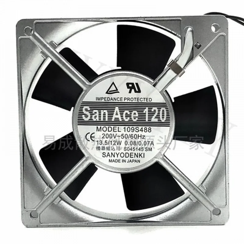 

San Ace120 109S488 200V 13.5/12W 0.08/0.07A 12025 12CM Cooling Fan