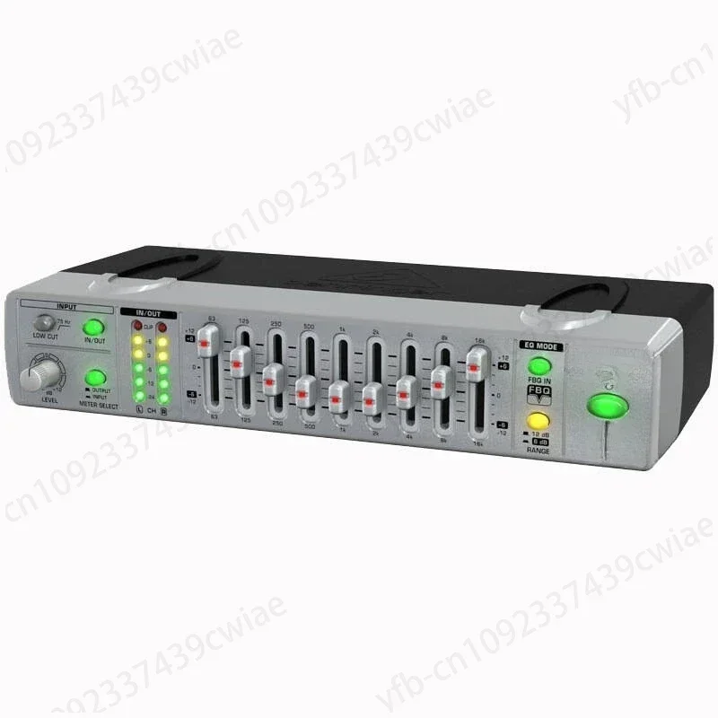 FBQ800 Ultra-Compact 9-Band Graphic Equalizer with FBQ for studio and stage applications