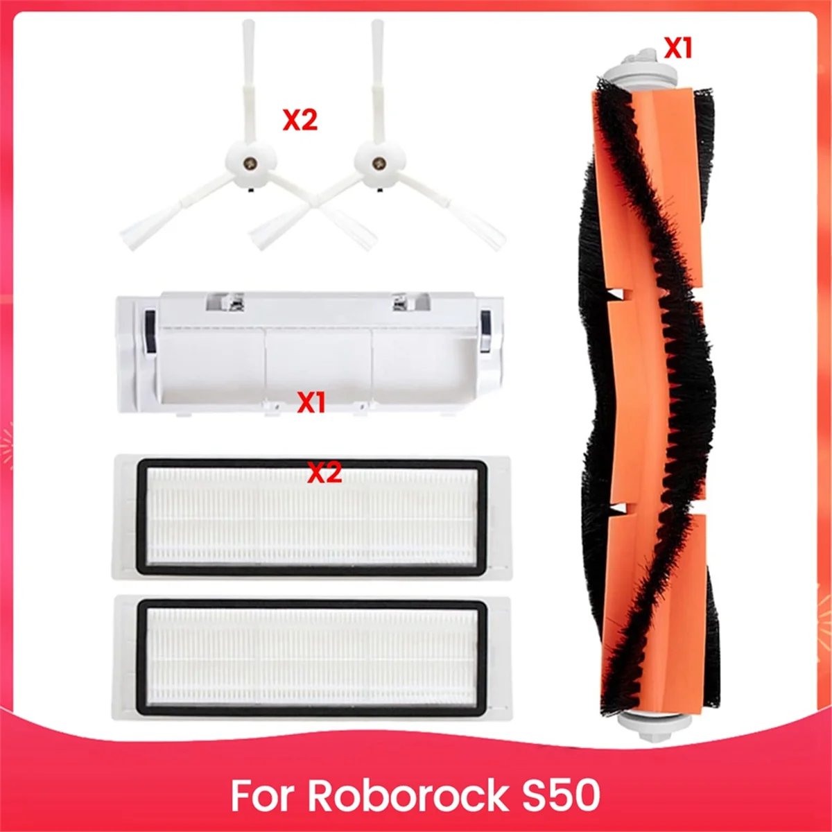 

Accessories Kit for Roborock S50 Robot Vacuum Cleaner Main Brush Cover Side Brush Hepa Filters Replacement Parts