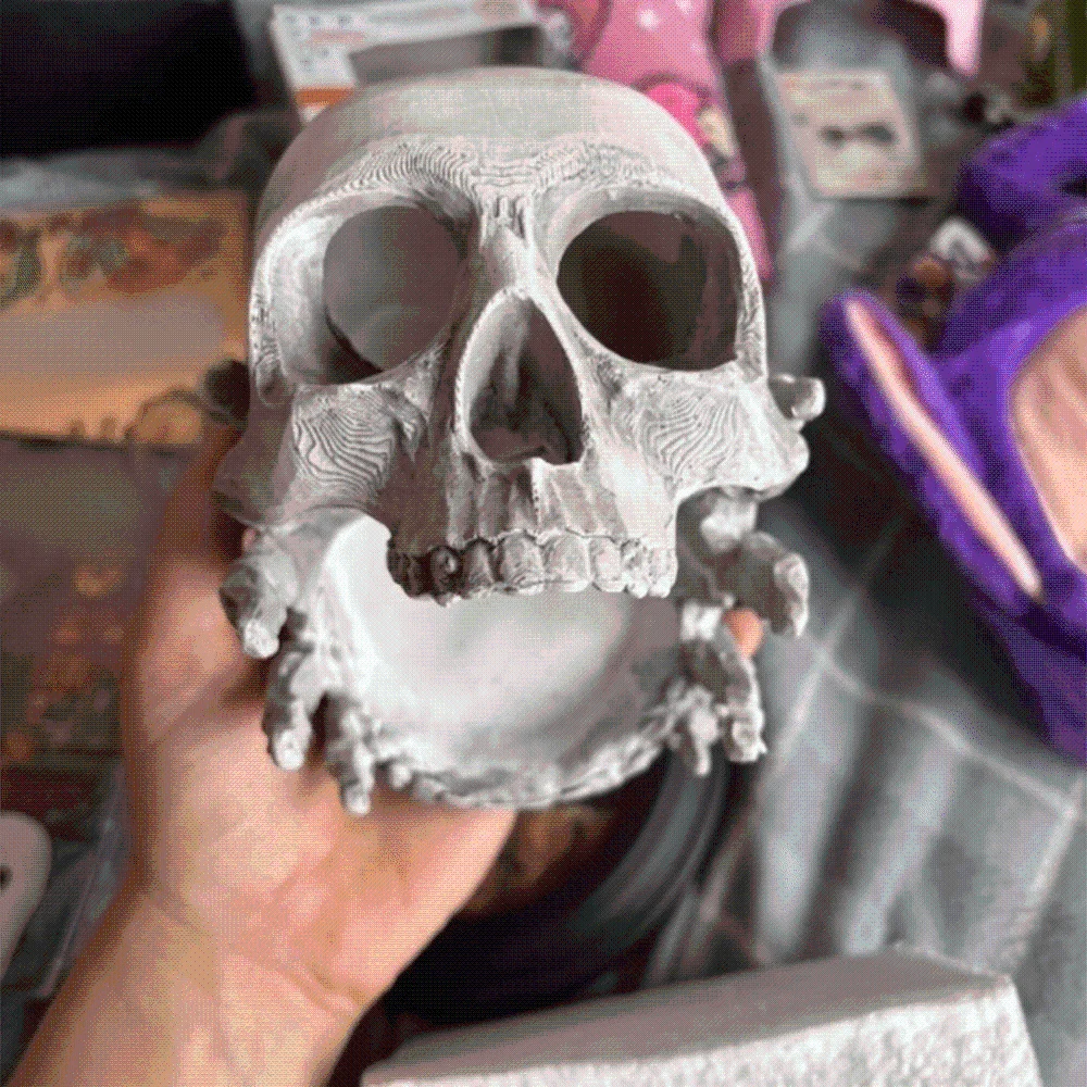 Resin Skeleton Head Jewelry Holder Multifunctional Realistic Gothic Skull Key Holder Durable Handcrafted Spooky Skull Head Bowl