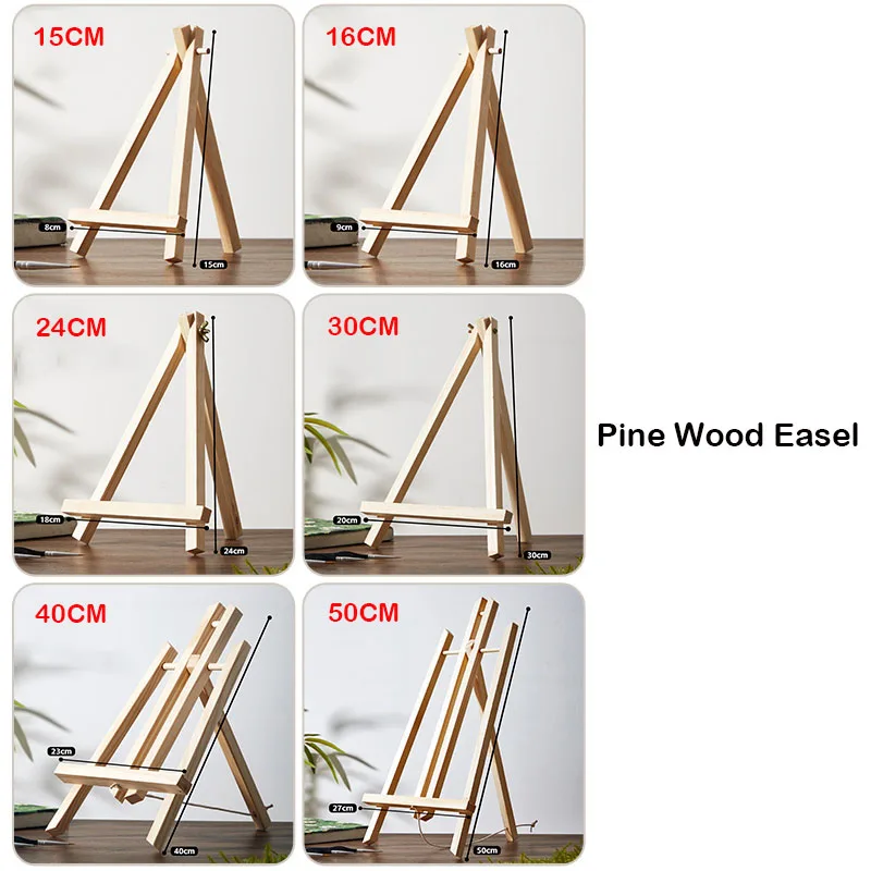 Adjustable wooden H-shaped  artist 16cm 24 30 40 50 cm art painting display  artist easel