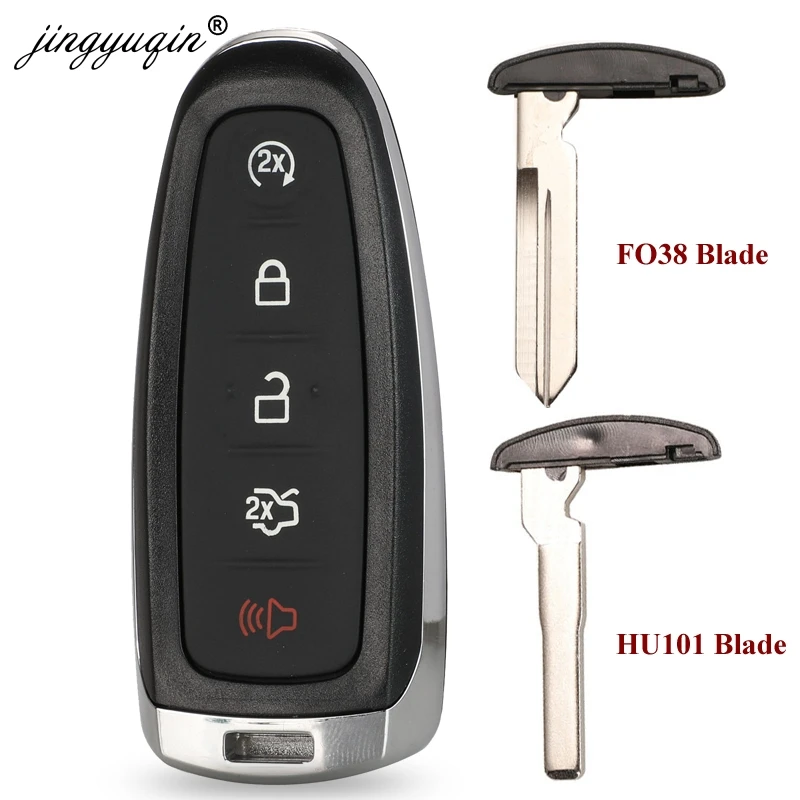 jingyuqin Car Remote Key Shell Fit For Ford Explorer Edge Flex C-max Taurus Smart Auto keyless Case Replacement HU101 FO38 Blank