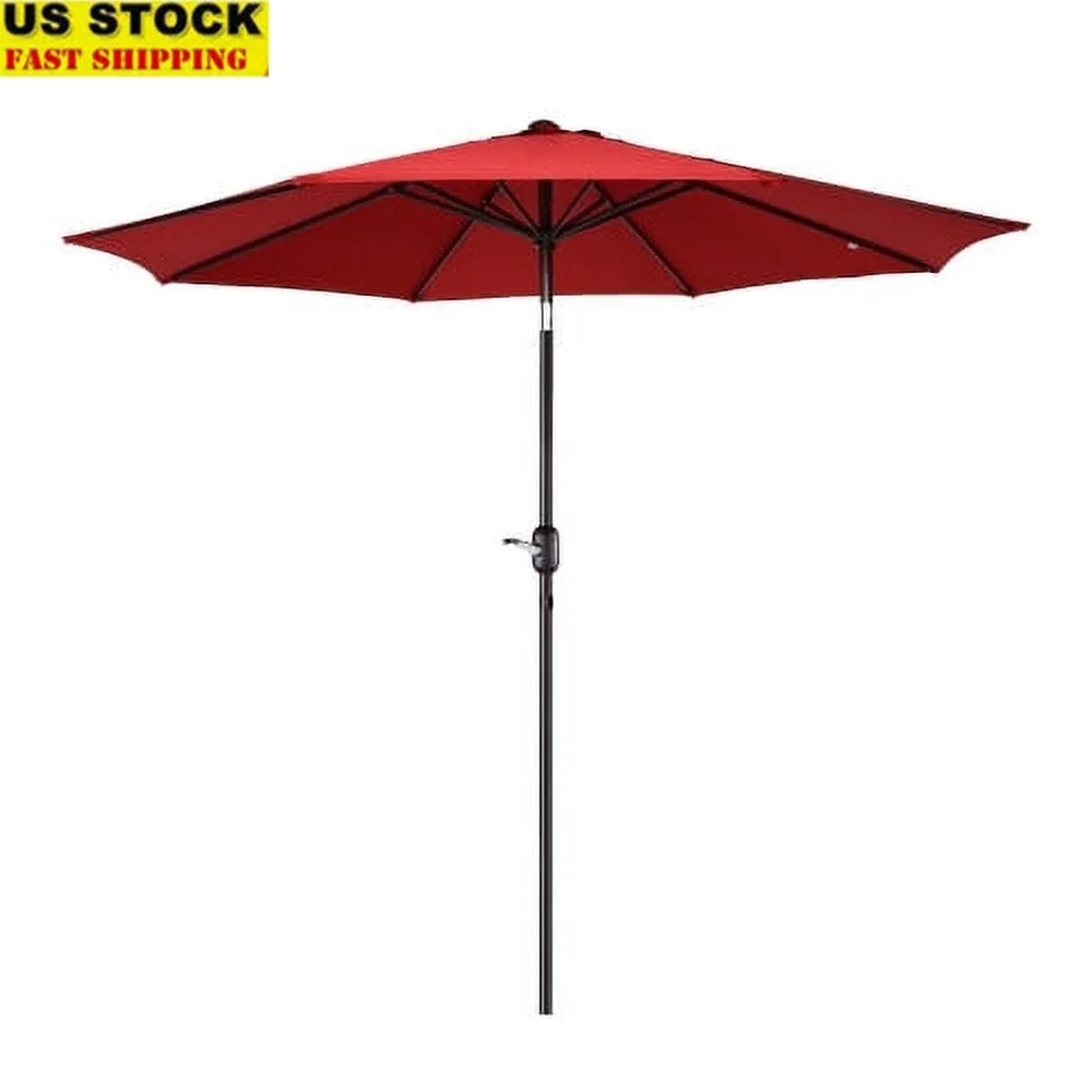 

9FT Outdoor Patio Umbrella with Auto Tilt Crank Durable Steel Ribs Weather Resistant Polyester Fabric Ideal Garden Poolside Use